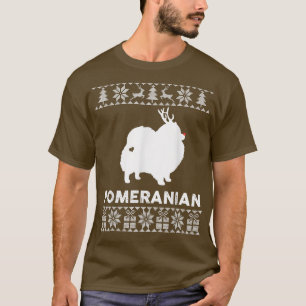 Pomeranian Dog Lover Xmas Reindeer Ugly Christmas T-Shirt