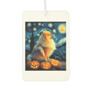Pomeranian Dog Lovers Painting of van gogh starry  Air Freshener