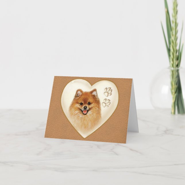 Pomeranian Dog Note card, Thank you cards (Front)