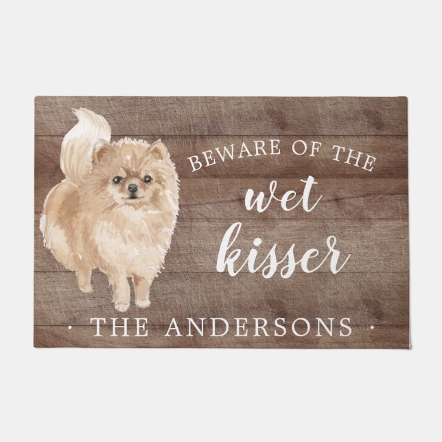 Pomeranian Dog Personalized Door Mat (Front)