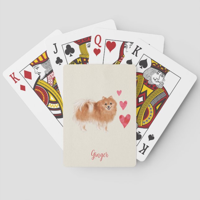 Pomeranian Dog Personalized Pet Name Playing Cards (Back)