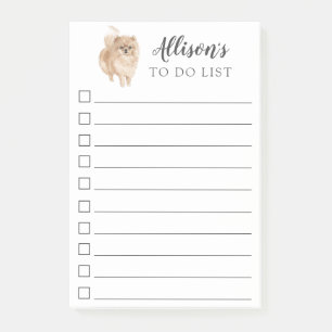 Pomeranian Dog Personalized To Do List Post-it Notes
