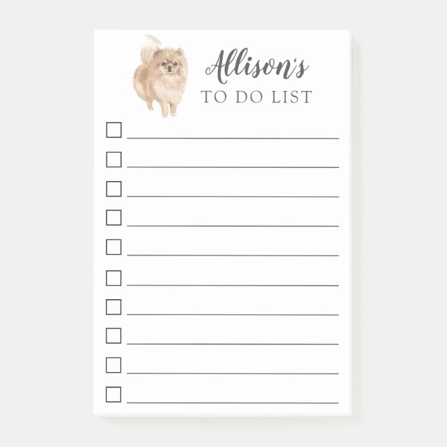 Pomeranian Dog Personalized To Do List Post-it Notes (Front)