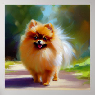 Pomeranian Dog Portrait Poster