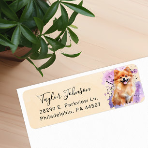 Pomeranian Dog Return Address Label