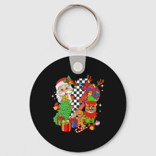 Pomeranian Dog Santa Claus Christmas Keychain