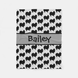 Pomeranian Dog Silhouette CUSTOM Fleece Blanket