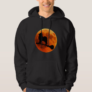 Pomeranian Dog Silhouette Moon Halloween Hoodie