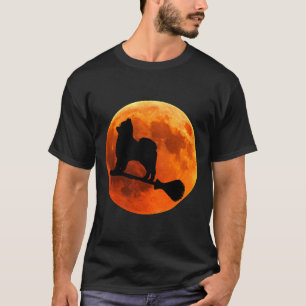 Pomeranian Dog Silhouette Moon Halloween T-Shirt