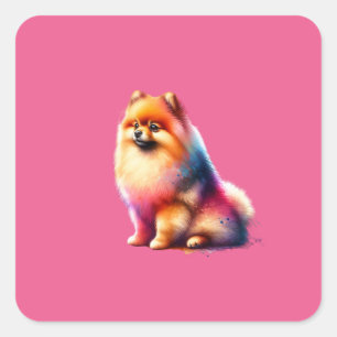 Pomeranian Dog Square Sticker