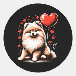 Pomeranian Dog Valentine's Day Dog Owner Valentine Classic Round Sticker