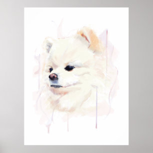 Pomeranian Dog Wall Poster, Watercolor Painting Poster