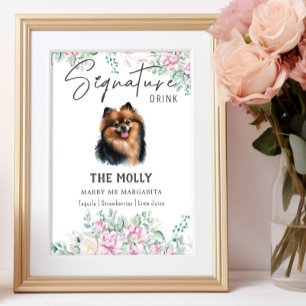 Pomeranian Dog Wedding Signature Drink Sign