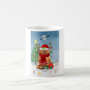 Pomeranian dog with Christmas gifts Coffee Mug
