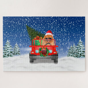 Pomeranian dog with Christmas gifts Jigsaw Puzzle
