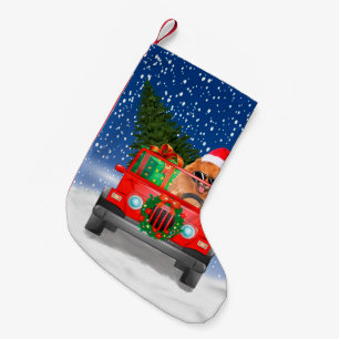 Pomeranian dog with Christmas gifts Small Christmas Stocking
