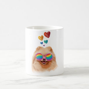 Pomeranian Dog with Hearts Valentine's Day Coffee Mug
