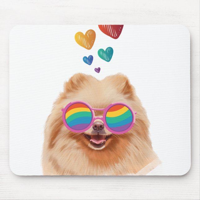 Pomeranian Dog with Hearts Valentine's Day Mouse Pad (Front)