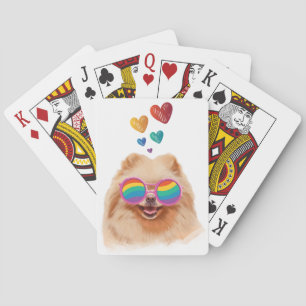 Pomeranian Dog with Hearts Valentine's Day Playing Cards