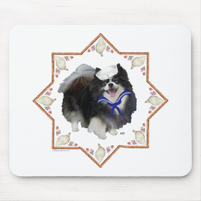 Pomeranian Dog with Seashells Mouse Pad (Front)