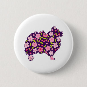 Pomeranian Dogs Flower Pattern Pomeranians Lover 2 Inch Round Button