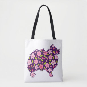 Pomeranian Dogs Flower Pattern Pomeranians Lover Tote Bag
