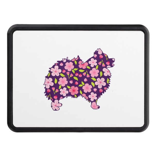 Pomeranian Dogs Flower Pattern Pomeranians Lover Trailer Hitch Cover (Front)