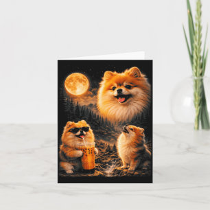 Pomeranian Drinking Iced Coffee Lover Howling 3 to Card