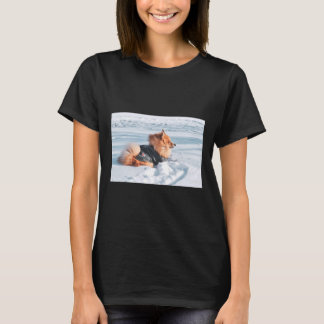 Pomeranian Enjoying The Chilly Weather T-Shirt