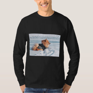 Pomeranian Enjoying The Chilly Weather T-Shirt