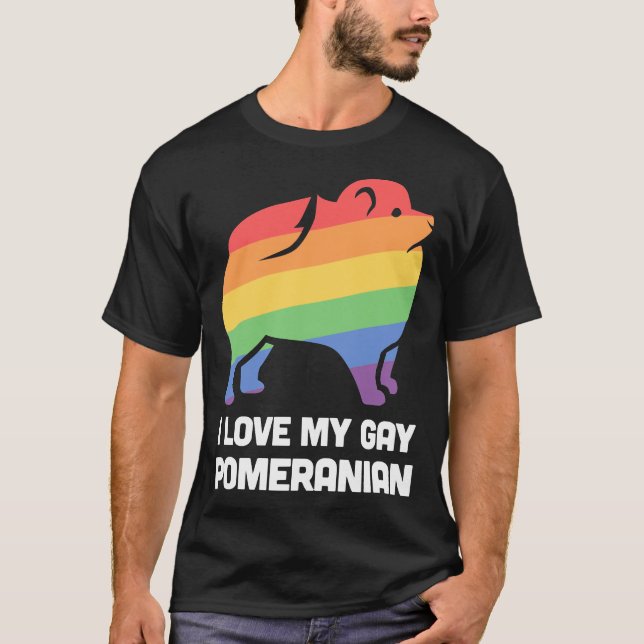 Pomeranian Funny Gay Dog Lgbt Pride T-Shirt (Front)