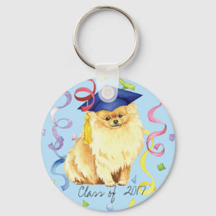 Pomeranian Graduate Keychain