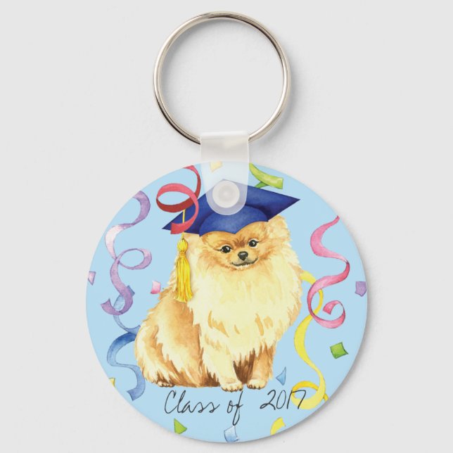Pomeranian Graduate Keychain (Front)