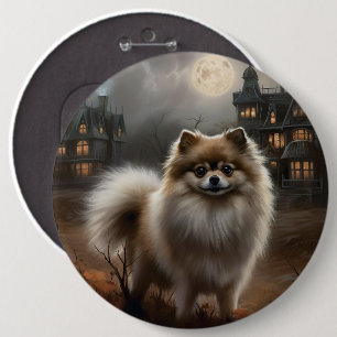 Pomeranian Halloween Scary 6 Inch Round Button