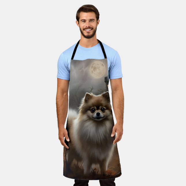 Pomeranian Halloween Scary Apron (Worn)