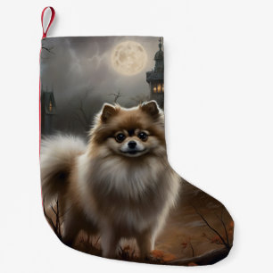 Pomeranian Halloween Scary Small Christmas Stocking