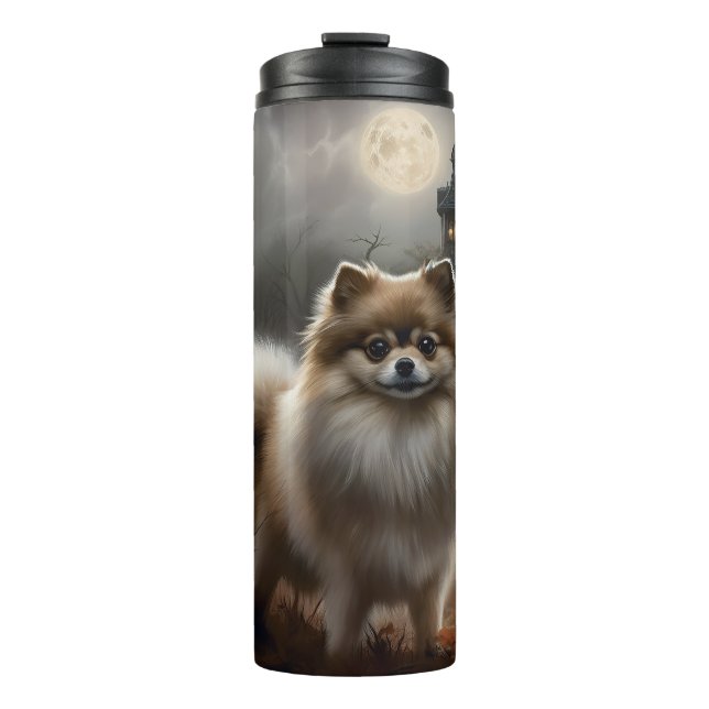 Pomeranian Halloween Scary Thermal Tumbler (Front)