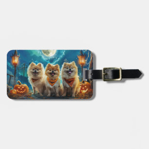 Pomeranian Halloween Spooky Luggage Tag
