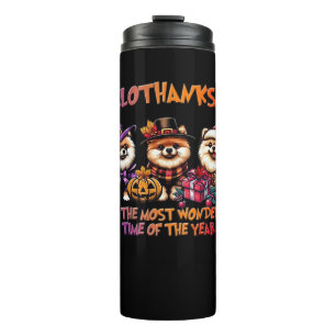 Pomeranian Halloween Thanksgiving Christmas Classi Thermal Tumbler