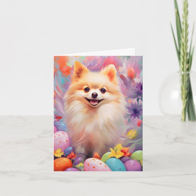 Pomeranian Happy Easter Card (Front)