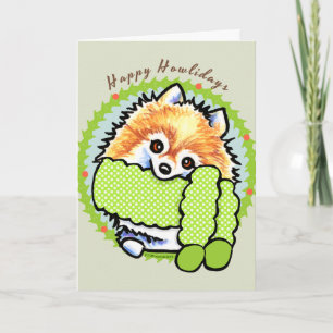 Pomeranian Happy Howlidays Holiday Card