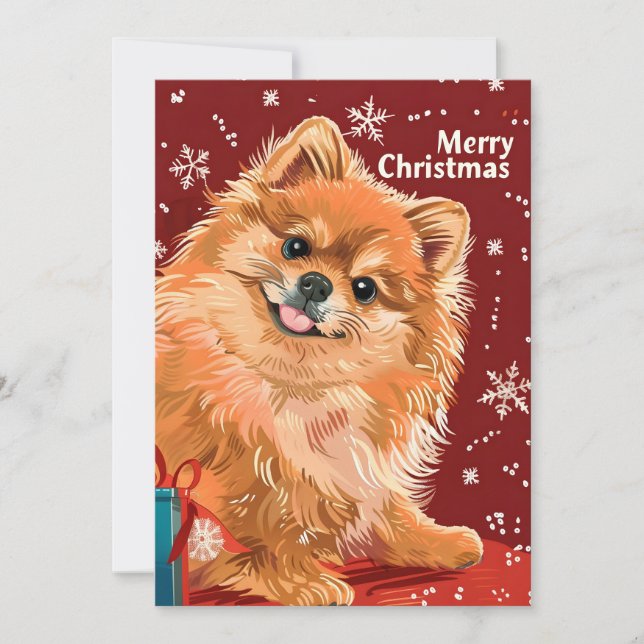 Pomeranian Holiday Card (Front)