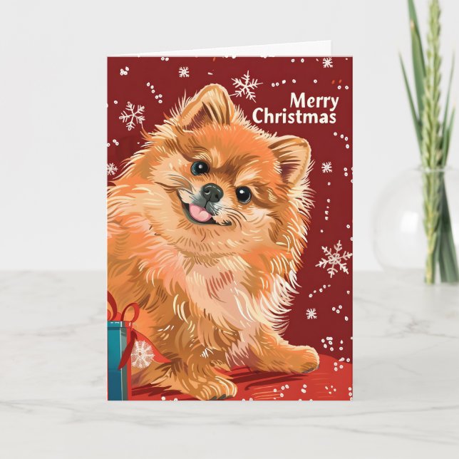 Pomeranian Holiday Card (Front)