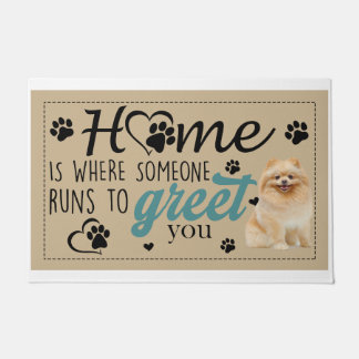 Pomeranian Home Is Where Someone Runs To Greet You Doormat