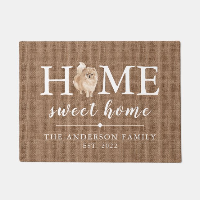 Pomeranian Home Sweet Home Doormat (Front)