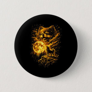 Pomeranian howling to the moon vintage 90s funny 2 inch round button