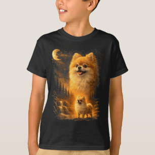 Pomeranian howling to the moon vintage 90s funnyPo T-Shirt