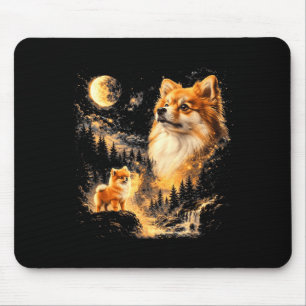 Pomeranian howling to the moon vintage 90s retro mouse pad