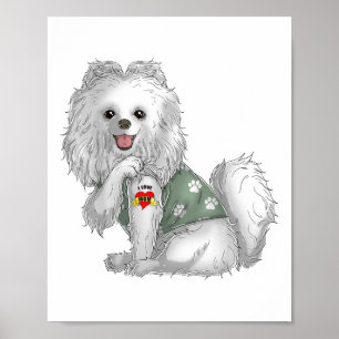 Pomeranian I Love Mom Tattoo Dog Shirt Funny Mothe Poster