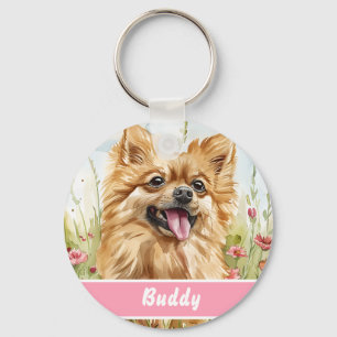 Pomeranian ID Tag – Add Name & Contact Keychain